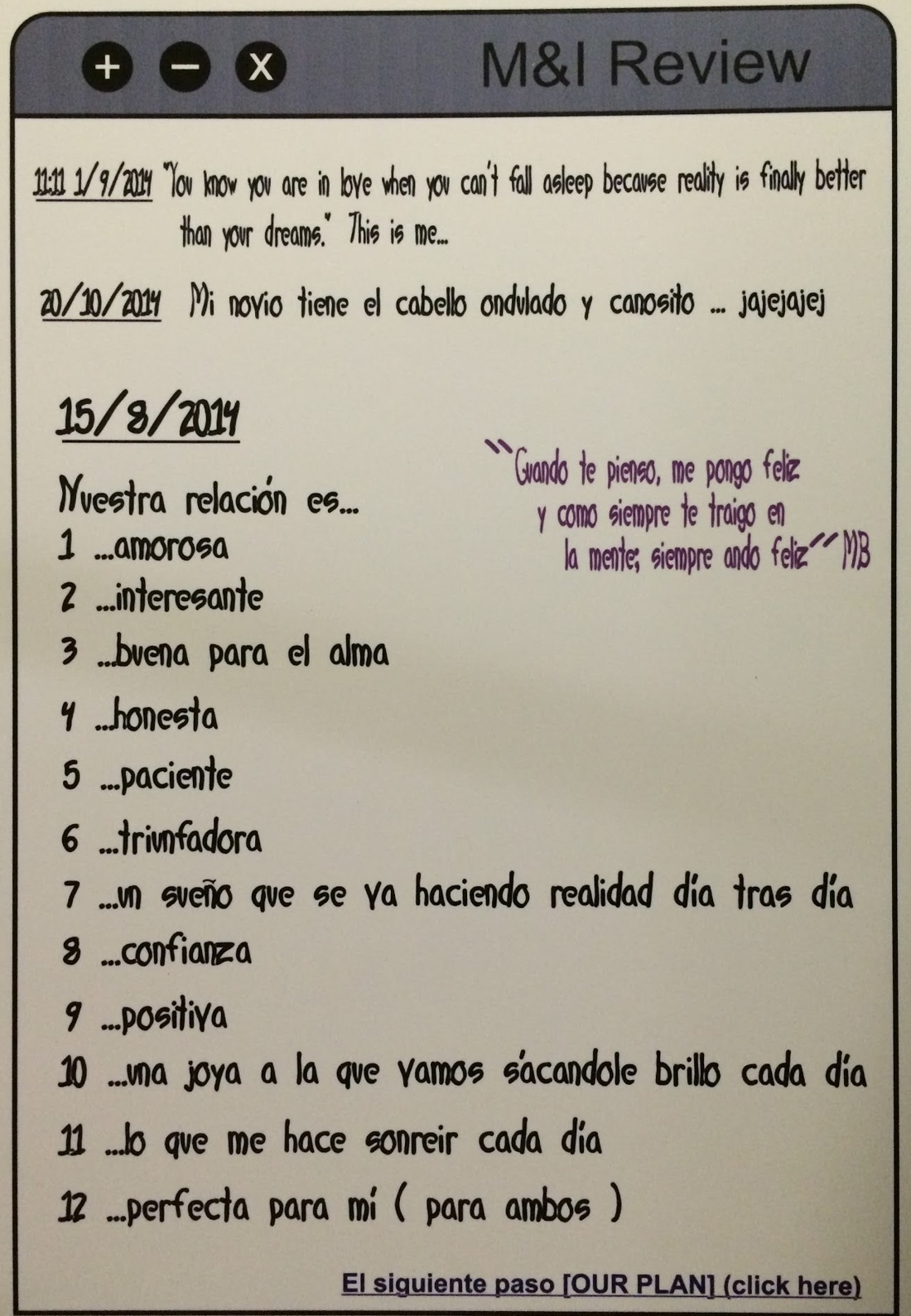Pequeñas frases provocadas por momentos de nuestra historia